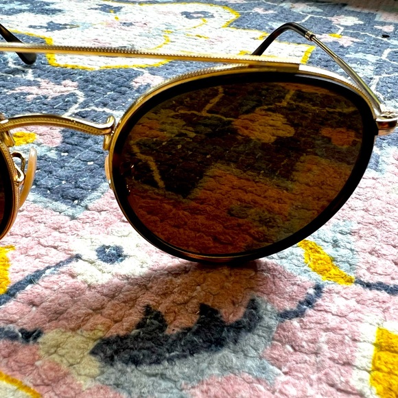 Barely worn custom Ray Ban sunglasses with leather detail on front - Picture 2 of 3